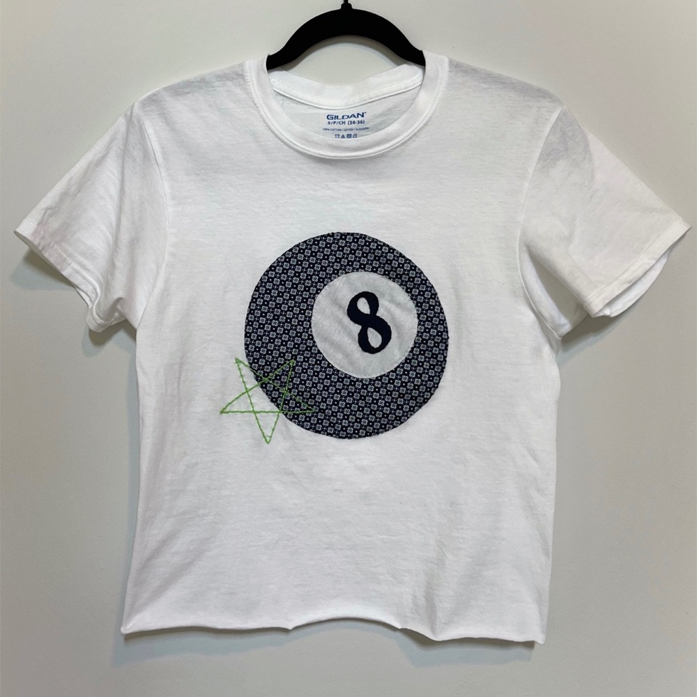 Handmade 8 Ball Patchwork Tee with Embroidered Star